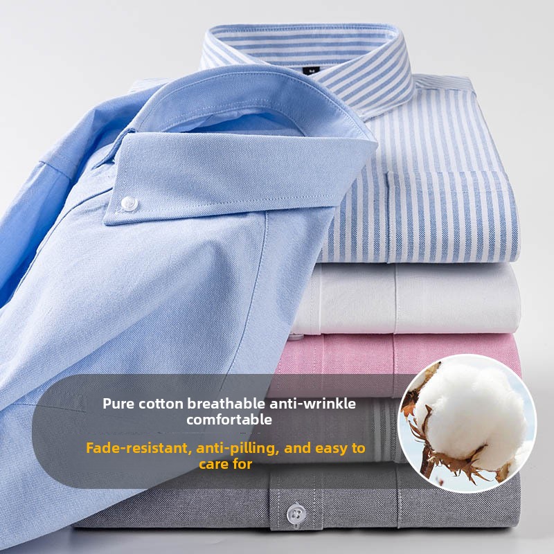 QICHE Men 100% Cotton Oxford W - Oxford Cotton Casual Shirt Business ulasan dan harga