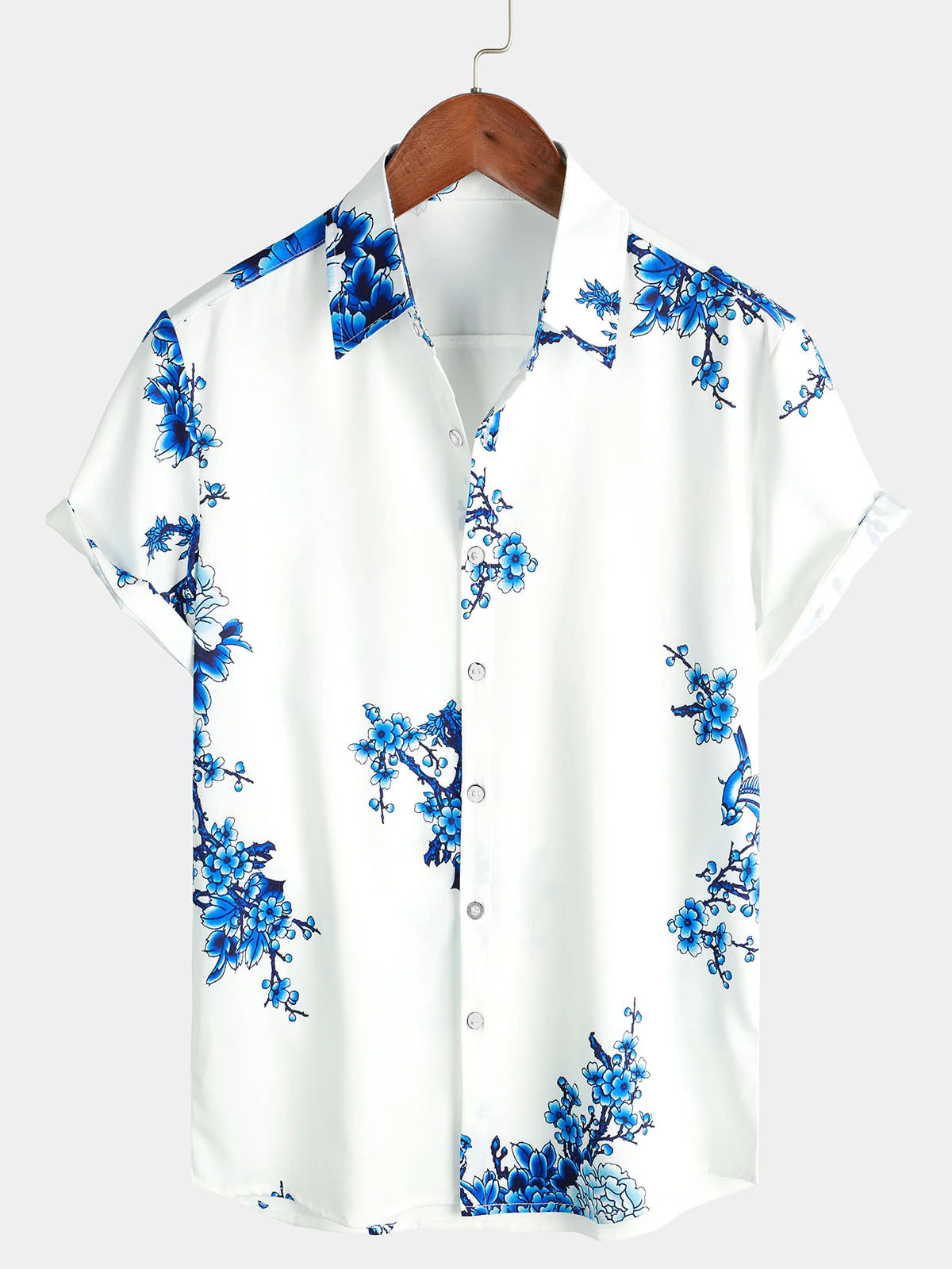 Men's Vintage Blue Flower Summ - Vintage Hawaiian Floral Shirt ulasan dan harga