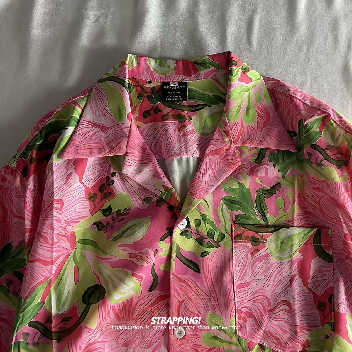 Pink Graffiti Floral Cuban Col - Vintage Hawaiian Floral Shirt ulasan dan harga